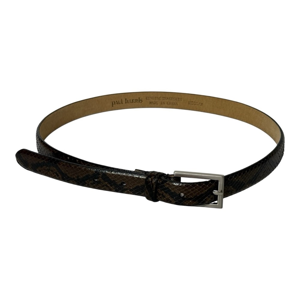 Paul Harris Black/Brown Genuine Snakeskin Belt Women's M 28" Long 0.75" Wide